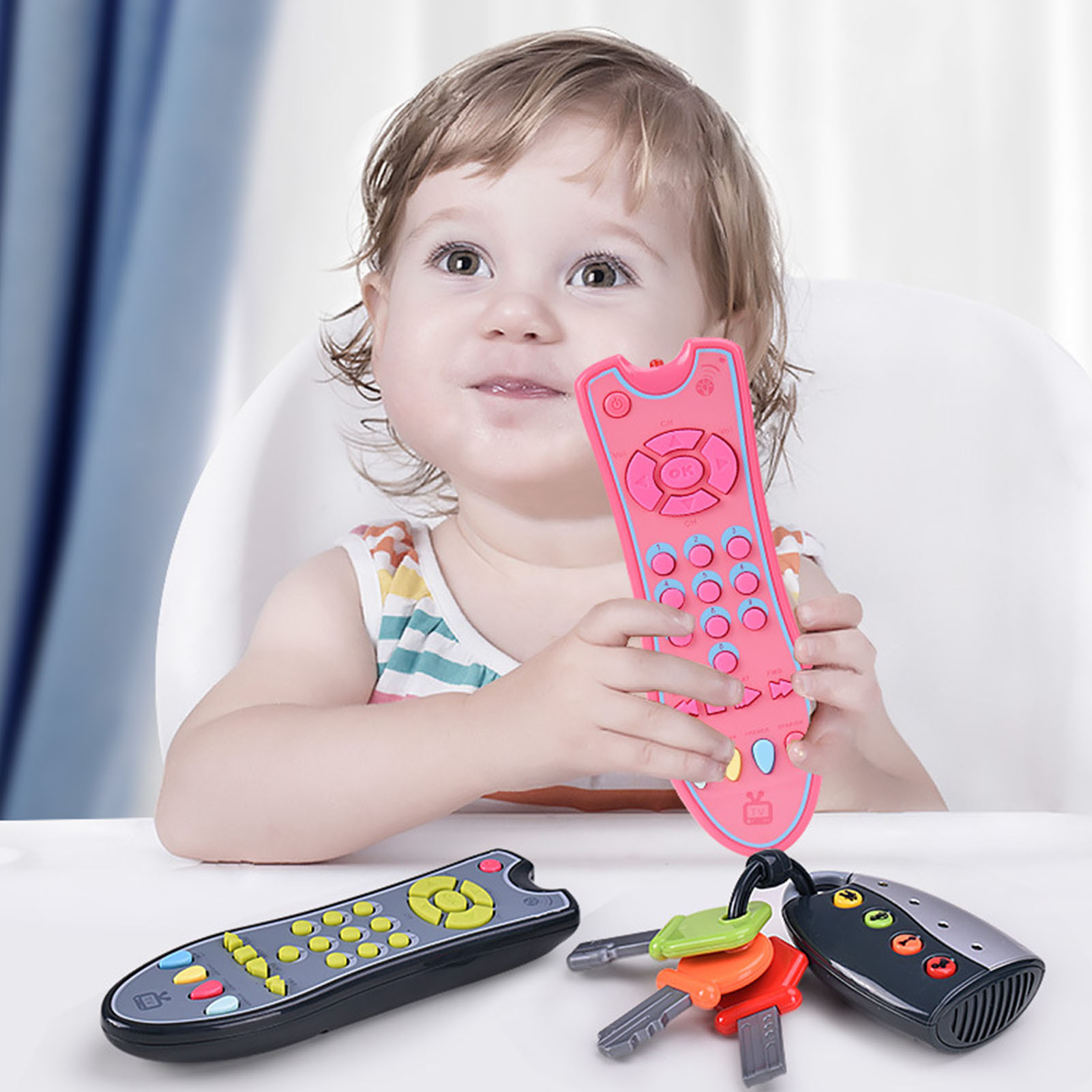 아기 원격 제어 장난감, 3 가지 언어 모드, 영어, 스페인어, 프랑스어, 6 개